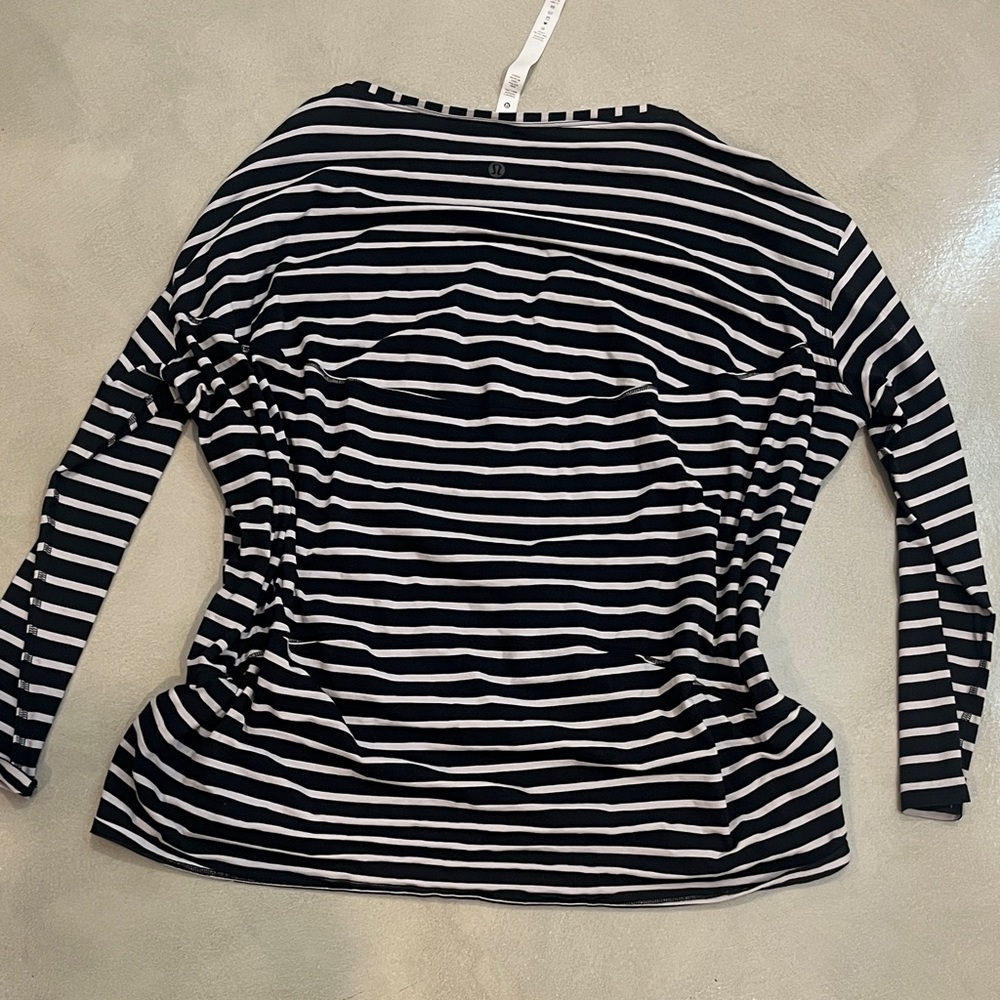 Lululemon Athletica Black and White Striped Long Sleeve Top - Picture 3 of 5